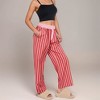 Anna-Kaci Lounge Women's Red Vertical Stripe Wide Leg Pants with Smocked Waistband Contrast Plaid Detail and Relaxed Full-Length Fit - 3 of 4