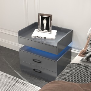KTMBDW Nightstand with Adjustable LED Strip Light, Side Table with 2 Drawers, End Table with Open Shelf, Bedside Table for Bedroom, Living room - 1 of 4