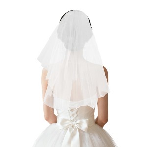 Unique Bargains Comb Wedding Veil White 1 Pc - 1 of 4