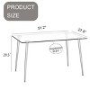 INFURNIC Desks 51" Modern Glass Dining Table for 4-6 with 0.31" Tempered Glass Tabletop and Metal Legs, Black, 51.18"*27.56"*29.53" - 2 of 4