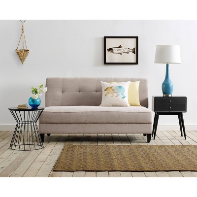 Black Round Metal and Wood Hourglass End Table