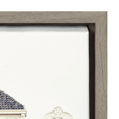 Caroline Mint Urban Townhouses Framed Canvas Print, 23x33, Gray