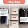 Ornavo Home 3 Pack Foldable Linen Large Storage Bin with Faux Leather Handles and Lid - 3 of 4