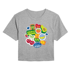 Women's - Instant Message - Fruit Stamps Cropped Graphic T-Shirt - 1 of 4