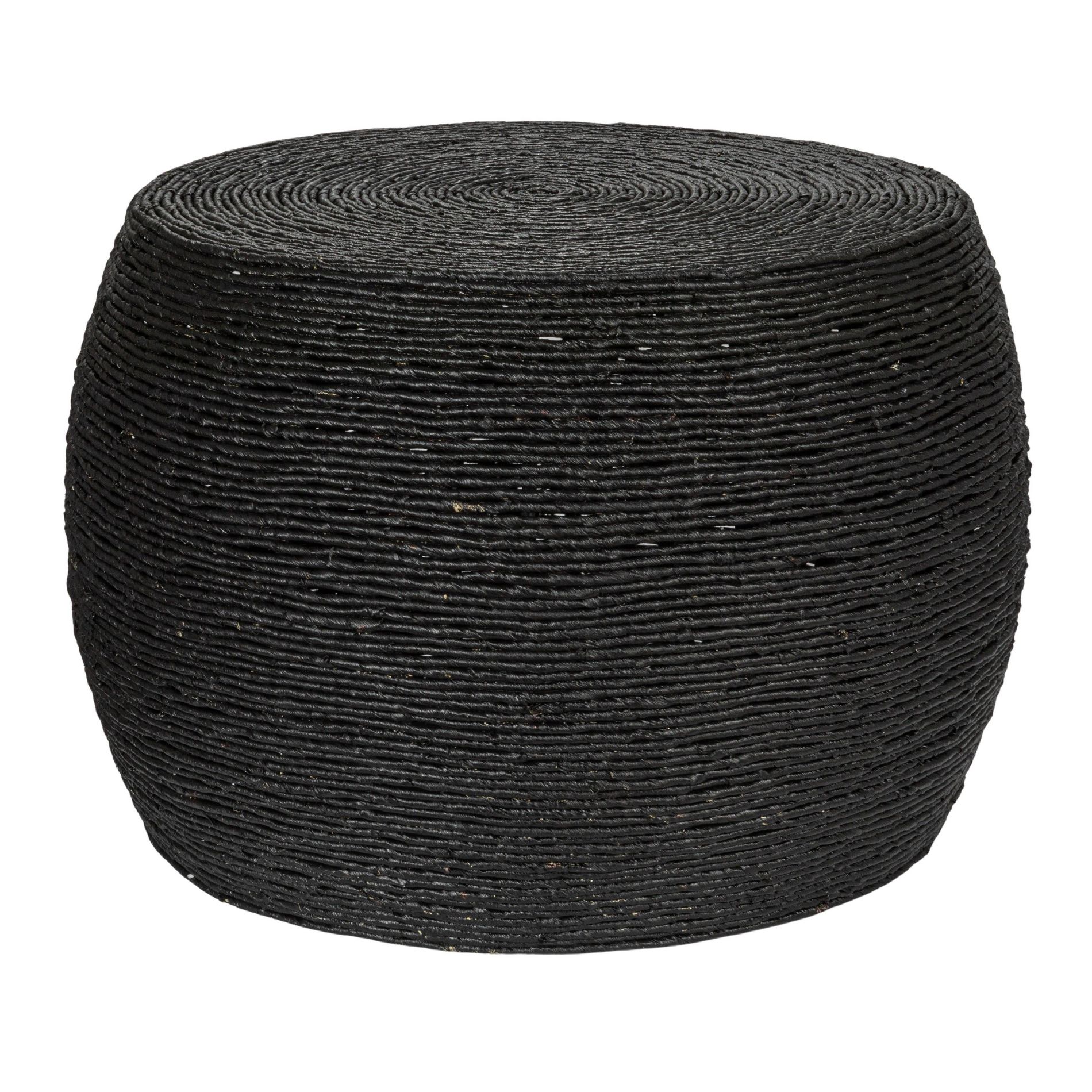 Storied Home Round Rope Barrel Coffee Table Black