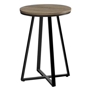 Monarch Specialties Accent Table Side Round End Nightstand Lamp Living Room Bedroom Metal Laminate Black Contemporary Modern - 1 of 4