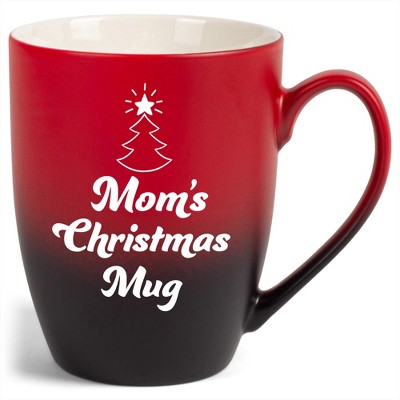 Elanze Designs Mom's Christmas Mug Two Toned Ombre Matte Red and Black 12 ounce Ceramic Stoneware Coffee Cup Mug