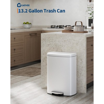 50L oval rectangular pedal trash can with Soft-Close Lid, Stainless Steel Garbage Can with Removable Inner Bucket, for Kitchen, Bathroom, Living Room
