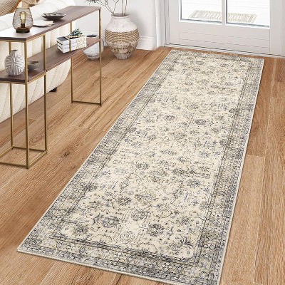 homfan Washable Rugs Vintage Living Room Rug, Soft Oriental Traditional Distressed Farmhouse Rugs for Bedroom Indoor Non-Slip Accent Carpet