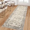 6x9 Beige Washable Runner Rug, Vintage Floral Distressed Carpet, Stain-Resistant Non-Slip Low Pile Floor Cover for Hallway, Laundry, Kitchen - 3 of 4