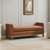 Grungis Storage Benches with Nature Wood Legs and 2 Bolster Pillows,Upholstered Storage Ottoman,Ottoman Benches for Living Room,Bedroom - 2 of 4
