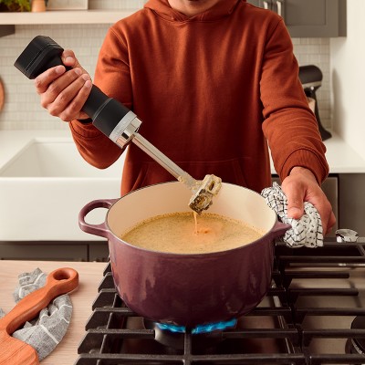 Black Cordless Variable Speed Immersion Blender with Stainless Steel Blade