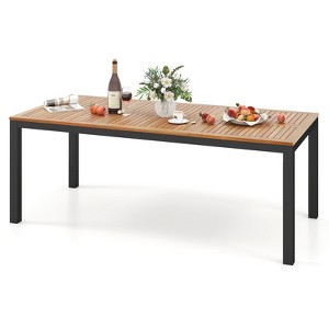Tangkula Patio Dining Table for 8 79" Large Rectangle Table w/ Acacia Wood Tabletop - 1 of 4