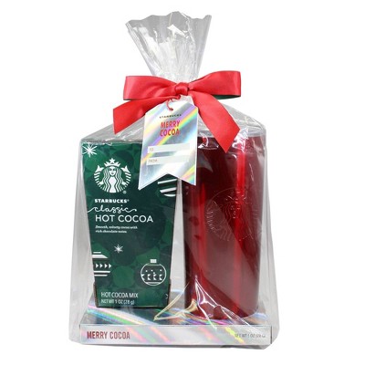starbucks tall travel mug with cocoa