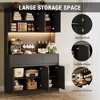 Homhougo 70" Kitchen Food Pantry with Charge Station, LED Light,Storage Cabinet Black - 4 of 4