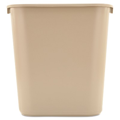 Rubbermaid Commercial Deskside Plastic Wastebasket Rectangular 7 gal Beige 295600BG