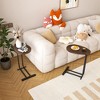 C-Shaped Coffee Table End Table Cocktail Table Sofa Side Table with Metal Frame, White/Brown+Black - ModernLuxe - 3 of 4
