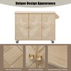 Kumasinova 51" Coastal Kitchen Island Cart with Drop Leaf,Handwoven Ash Veneer Kitchen Cart with Internal Rack,Rolling Cart with 3 Doors for Kitchen - 3 of 4