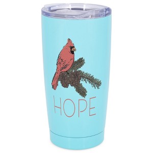 Elanze Designs Hope Red Cardinal Bird Pinecone Winter Wrap-Around Design 20 Ounce Stainless Steel On-The-Go Coffee Mug, Thermal Travel Tumbler with - 1 of 4