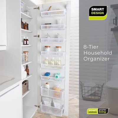 Smart Design 8-Tier Over The Door Hanging Pantry Organizer with 6 full Baskets and 2 Deep Baskets White: Steel Kitchen Storage Rack — фото 8