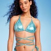 Women's Foil Triangle Bikini Top - Wild Fable™ Teal Green - image 3 of 4