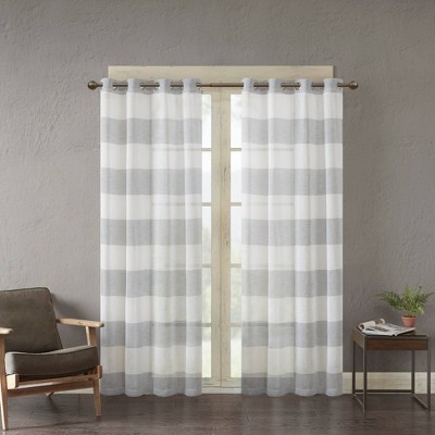 84"x50" Elliot Yarn Dyed Woven Sheer Window Curtain Panel Gray