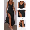 Coolmee Women Summer Maxi Dress Sexy V Neck Sleeveless Ruffle Hem Bodycon Backless High Slit Cocktail Party Club Dress - 3 of 4