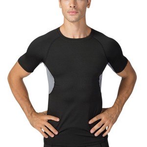 Anna-Kaci Active Men's Fitted Short Sleeve Athletic Shirt with Crew Neck and Color Block Side Panels - 1 of 4