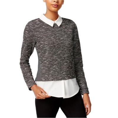 maison Jules Womens Layered Look Knit Blouse