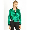 INSPIRE CHIC Women's Holographic Fashion Stand Collar Metallic Lightweight Zip Bomber Jacket - 2 of 4