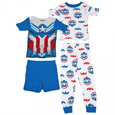 Kids Captain America 4-Piece Shirts Shorts and Pants Set - Size 8