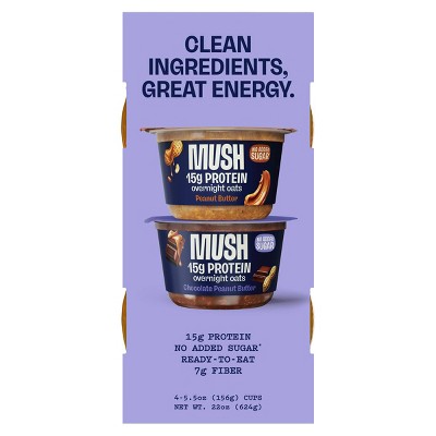 MUSH Protein Peanut Butter + CPB Overnight Oats - 22oz/4ct