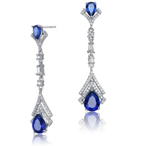 Guili Sterling Silver Rhodium/White Gold Plated Drop Earrings with Colored CZ Stones in Elegant Designs for a Sophisticated Statement Look - 1 of 3