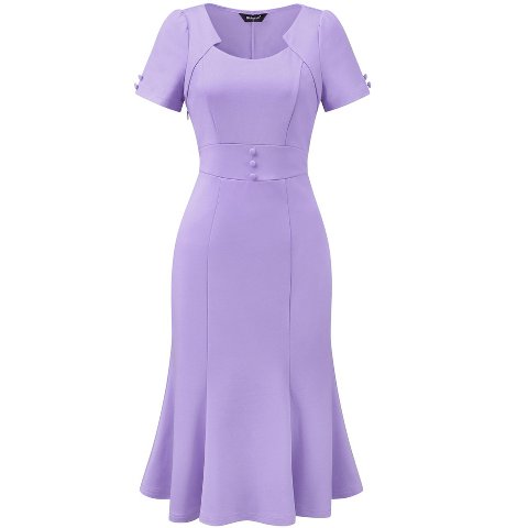 Женские платья INSPIRE CHIC Women's Vintage Office Fishtail Cocktail Bodycon Midi Dress Small Light Purple