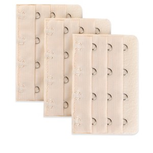 INSPIRE CHIC Women's Cotton Blends 3 Rows 4 Hooks Brassiere Bra Extension Strap Extender Beige 3 Pcs - 1 of 4