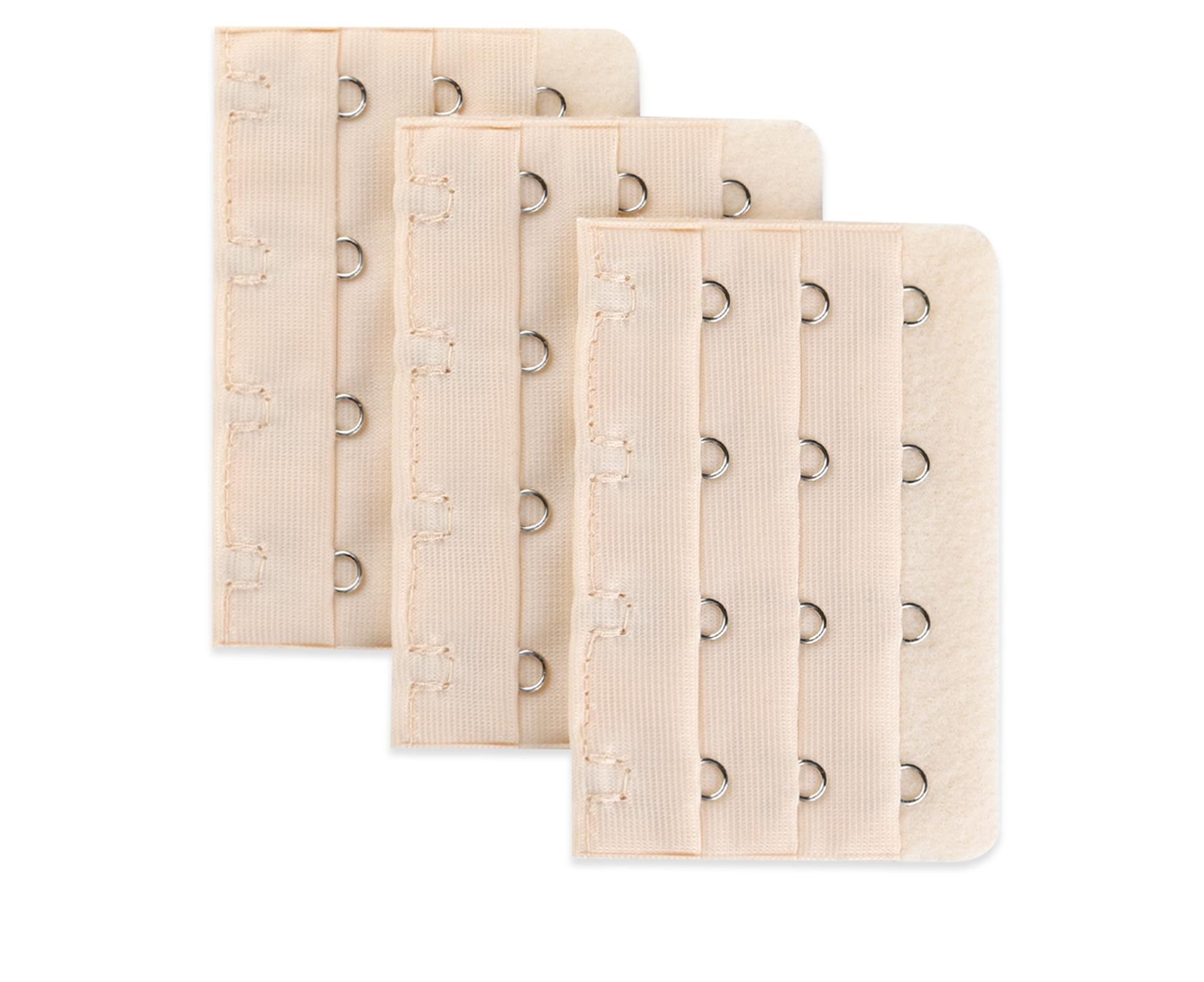 INSPIRE CHIC Women's Cotton Blends 3 Rows 4 Hooks Brassiere Bra Extension Strap Extender Beige 3 Pcs