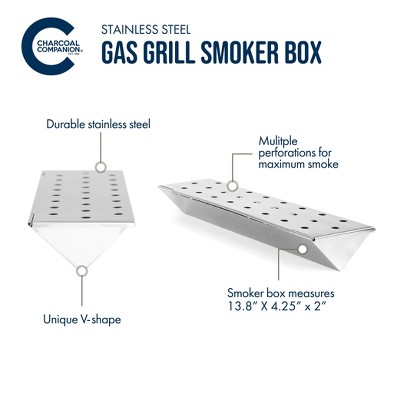 Silver Stainless Steel V-Shaped Smoker Box for Gas Grills