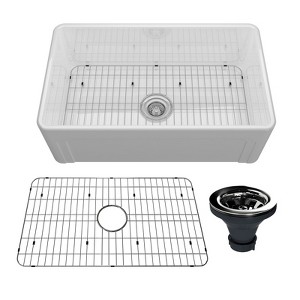 CASAINC 30'' Rectangular Fireclay Farmhouse Apron Workstation Kitchen Sink - 1 of 1