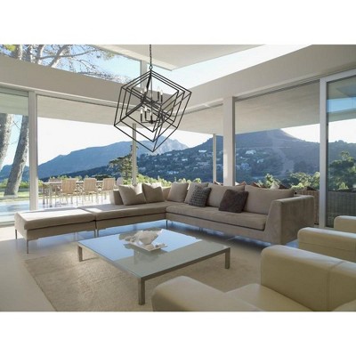 Matte Black Geometric 10-Light Chandelier