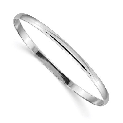 Black Bow Jewelry 4mm 14k White Gold Polished Half Round Solid Bangle Bracelet