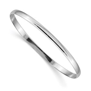 Black Bow Jewelry 4mm 14k White Gold Polished Half Round Solid Bangle Bracelet - 1 of 4