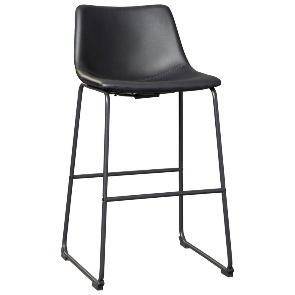 UPC 024052673722 product image for Signature Design by Ashley Centiar Pub Height Barstool Black: Faux Leather, Meta | upcitemdb.com