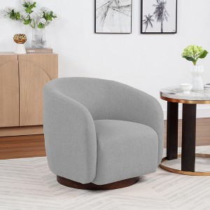 SEYNAR Modern Glam Boucle Fabric Round 360 Degree Swivel Barrel Chair - 1 of 4