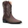 Santimon Men's Western Cowboy Boots, Mid-Calf Embroidered Pointed Toe Dress Formal Boots for Men Brown - 2 of 4