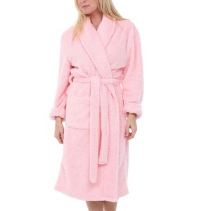 ADR Women's Plush Robe, Women's Plush Bathrobe, Fuzzy Pink Purple Comfy Robe Woman - 1 of 4