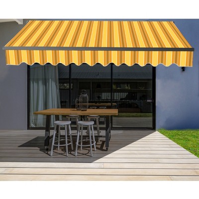 Multi-Striped Yellow Polyester Retractable Awning Fabric Replacement