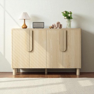 Modern 4-Door Wood Buffet Cabinet with Adjustable Shelves and Arc Handles, Sideboard Storage Cabinet for Kitchen, Dining Room, or Living Room - 1 of 4