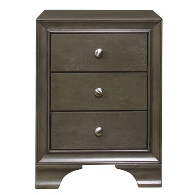 NicBex 18 inch Nightstand with 3 Drawers,Side Table with 2 USB Ports and Metal Round Handle,Bedside Table for Bedroom,Living Room,Brown/Gray/White