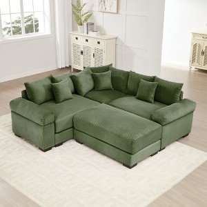 Aukfa Oversized Cloud Modular Corduroy Sofa Sectional with Ottoman - Reversible Deep Seat Couch for Living Room - 1 of 4