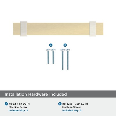 Overton Brushed Nickel and Gold Bar Pull with Mounting Hardware